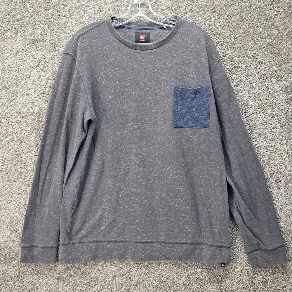 Quiksilver Mens Heather Gray Crewneck Sweatshirt Blue Chest Large‎ RN090233